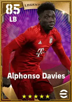 Alphonso Davies eFootball 2026 player card — 85 OVR LB