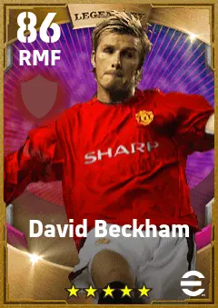 David Beckham eFootball 2026 player card — 86 OVR RMF