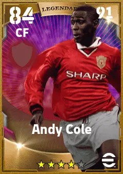 Andy Cole eFootball 2026 player card — 84 OVR CF