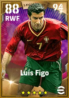 Luis Figo eFootball 2026 player card — 88 OVR RWF