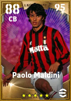Paolo Maldini eFootball 2026 player card — 88 OVR CB