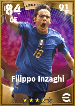 Filippo Inzaghi eFootball 2026 player card — 84 OVR CF