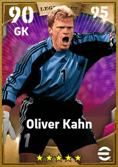 Oliver Kahn eFootball 2026 player card — 90 OVR GK