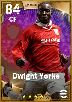 Dwight Yorke eFootball 2026 player card — 84 OVR CF