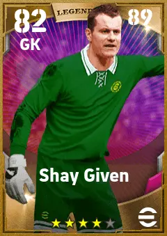 Shay Given eFootball 2026 player card — 82 OVR GK