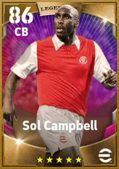 Sol Campbell eFootball 2026 player card — 86 OVR CB