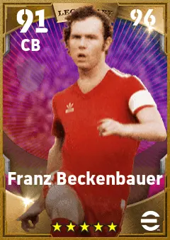 Franz Beckenbauer eFootball 2026 player card — 91 OVR CB
