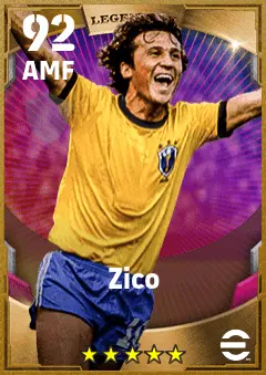 Zico eFootball 2026 player card — 92 OVR AMF