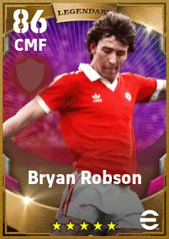 Bryan Robson eFootball 2026 player card — 86 OVR CMF