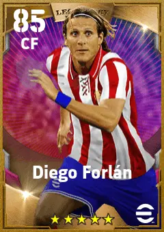 Diego Forlan eFootball 2026 player card — 85 OVR CF