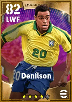 Denilson eFootball 2026 player card — 82 OVR LWF
