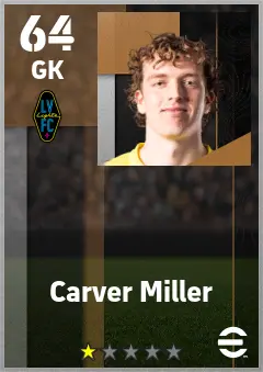 Carver Miller eFootball 2026 player card — 64 OVR GK