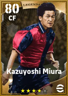 Kazuyoshi Miura eFootball 2026 player card — 80 OVR CF