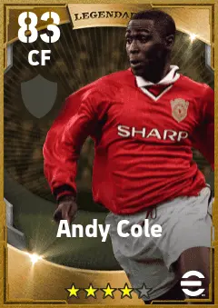 Andy Cole eFootball 2026 player card — 83 OVR CF