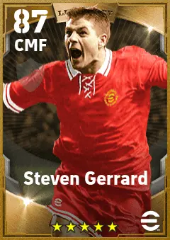 Steven Gerrard eFootball 2026 player card — 87 OVR CMF