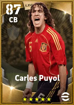 Carles Puyol eFootball 2026 player card — 87 OVR CB