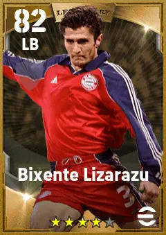 Bixente Lizarazu eFootball 2026 player card — 82 OVR LB