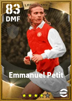 Emmanuel Petit eFootball 2026 player card — 83 OVR DMF