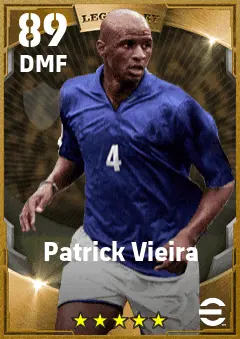 Patrick Vieira eFootball 2026 player card — 89 OVR DMF