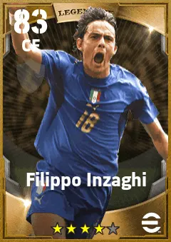 Filippo Inzaghi eFootball 2026 player card — 83 OVR CF