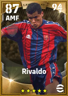 Rivaldo eFootball 2026 player card — 87 OVR AMF