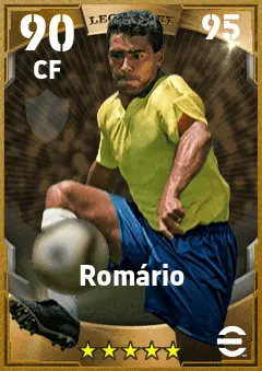 Romario eFootball 2026 player card — 90 OVR CF