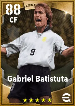 Gabriel Batistuta eFootball 2026 player card — 88 OVR CF