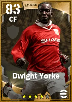 Dwight Yorke eFootball 2026 player card — 83 OVR CF