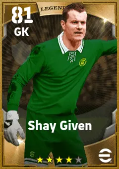Shay Given eFootball 2026 player card — 81 OVR GK