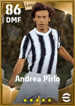 Andrea Pirlo eFootball 2026 player card — 86 OVR DMF