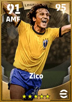 Zico eFootball 2026 player card — 91 OVR AMF