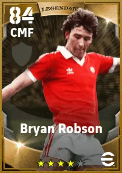 Bryan Robson eFootball 2026 player card — 84 OVR CMF