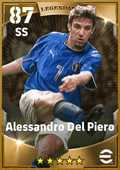Alessandro Del Piero eFootball 2026 player card — 87 OVR SS