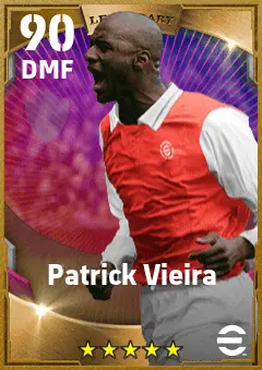 Patrick Vieira eFootball 2026 player card — 90 OVR DMF