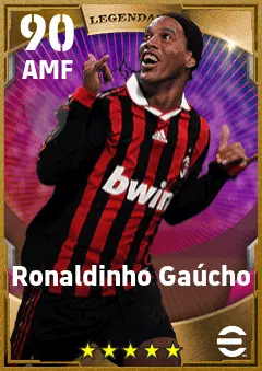 Ronaldinho Gaucho eFootball 2026 player card — 90 OVR AMF