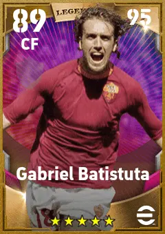 Gabriel Batistuta eFootball 2026 player card — 89 OVR CF