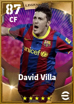 David Villa eFootball 2026 player card — 87 OVR CF