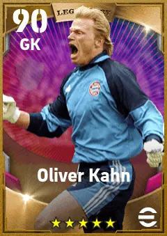 Oliver Kahn eFootball 2026 player card — 90 OVR GK