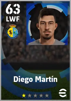 Diego Martin eFootball 2026 player card — 63 OVR LWF