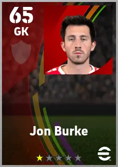 Jon Burke eFootball 2026 player card — 65 OVR GK