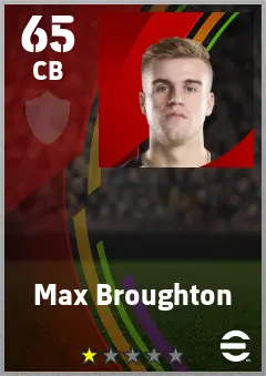 Max Broughton eFootball 2026 player card — 65 OVR CB