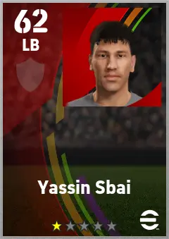 Yassin Sbai eFootball 2026 player card — 62 OVR LB