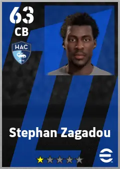 Stephan Zagadou eFootball 2026 player card — 63 OVR CB
