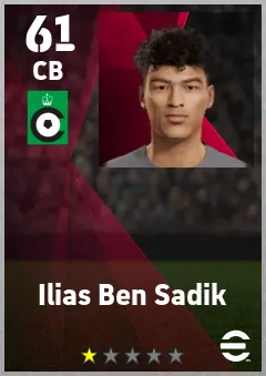 Ilias Ben Sadik eFootball 2026 player card — 61 OVR CB