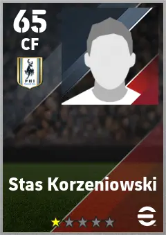 Stas Korzeniowski eFootball 2026 player card — 65 OVR CF
