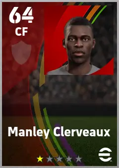 Manley Clerveaux eFootball 2026 player card — 64 OVR CF