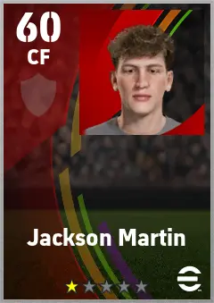 Jackson Martin eFootball 2026 player card — 60 OVR CF