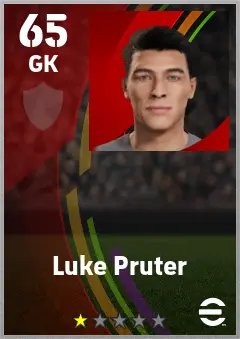 Luke Pruter eFootball 2026 player card — 65 OVR GK