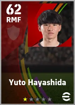 Yuto Hayashida eFootball 2026 player card — 62 OVR RMF