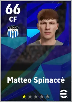 Matteo Spinacce eFootball 2026 player card — 66 OVR CF